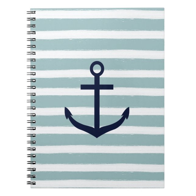 Mint Rand Nautical Anchor Anteckningsbok Med Spiral (Framsidan)