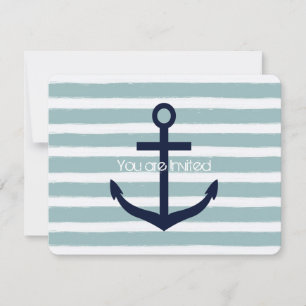 Mint Rand Nautical Anchor Baby Shower Inbjudningar