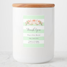 Mint Rand Peach Blommigt Baby Shower-etikett