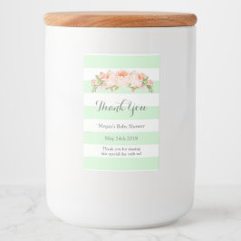 Mint Rand Peach Blommigt Baby Shower-etikett Mat Etikett