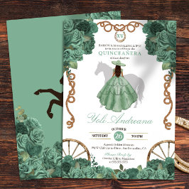 Mint Ro Ljust grönt Western Ranch Quinceanera Inbjudningar