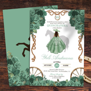 Mint Ro Ljust grönt Western Ranch Quinceanera Inbjudningar