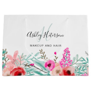 Mint rosa blommigt vattencolor monogrammad makeup