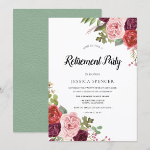 Mint & Rosa  Blommigten Pension Party Inbjudan