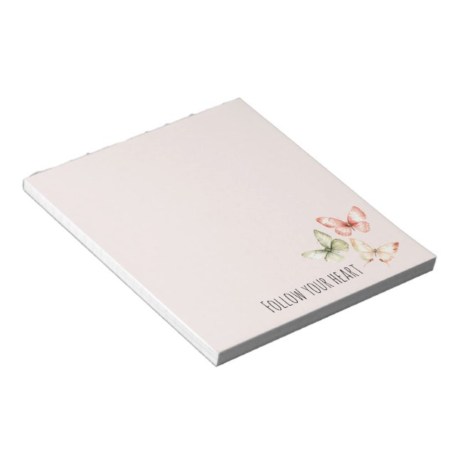 Mint Rosa Crème Fjärilar Anteckningsblock (Vinklad)
