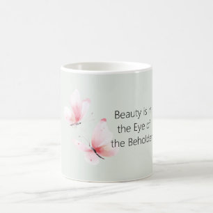 Mint Rosa Fjärilar Skönhet Är I Kaffemugg