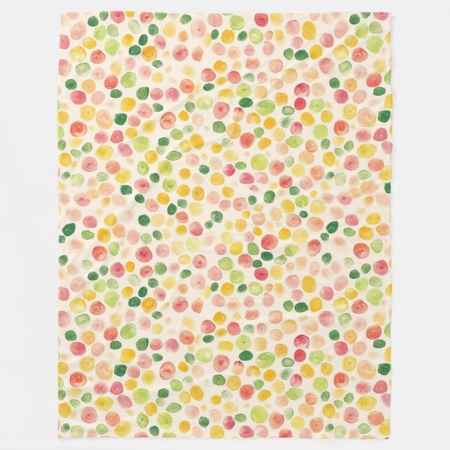 Mint Rosa Gul Grön Fruktig Prickar  Fleecefilt (Framsidan)