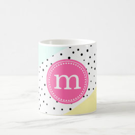 Mint, Rosa & Gult, sommartid, Personlig Monogram Kaffemugg