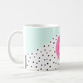 Mint, Rosa & Gult, sommartid, Personlig Monogram Kaffemugg