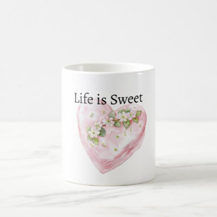 Mint Rosa Hjärtat Livet är Sött Kaffemugg