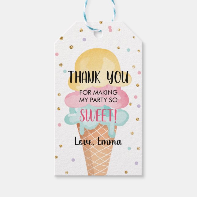 Mint Rosa Ice Cream Confetti Tack Gift-Märkre Presentetikett (Framsidan)