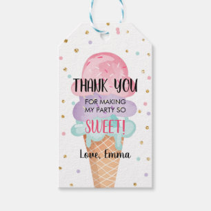 Mint Rosa Ice Cream Confetti Tack Gift-Märkre Presentetikett