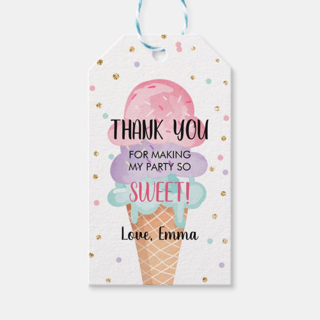 Mint Rosa Ice Cream Confetti Tack Gift-Märkre Presentetikett (Framsidan)
