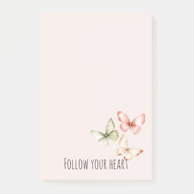 Mint Rosa Kräm Fjärilar Post-it Block (Framsida)