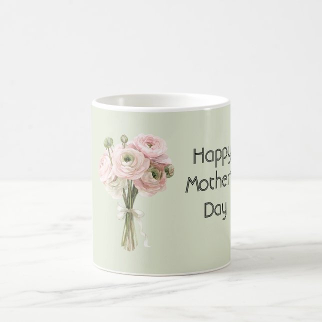 Mint Rosa Ranunculus Blommor Glad mors dag Kaffemugg (Center)
