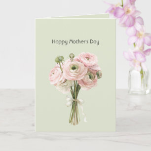 Mint Rosa Ranunculus Blommor Glad mors dag Kort