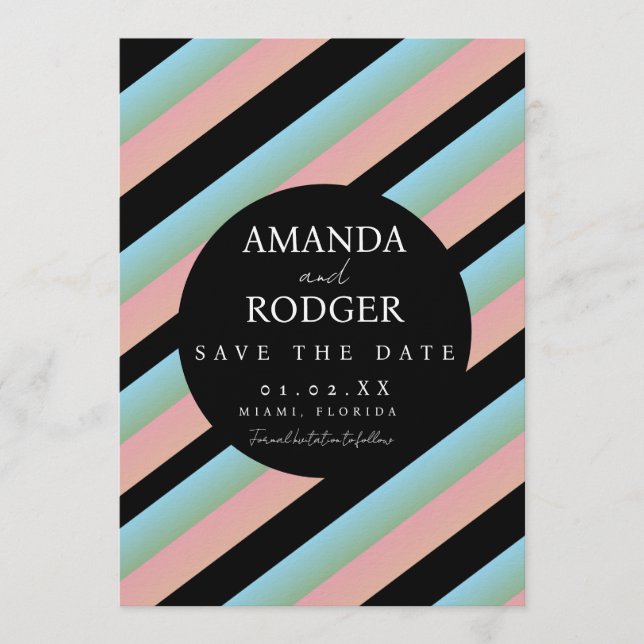 Mint Rosa Svart Spara datum  Inbjudningar (Framsida)