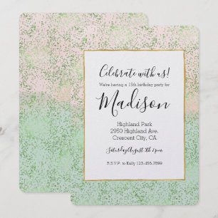 Mint  Rosa Watercolor Confetti Dots Inbjudningar