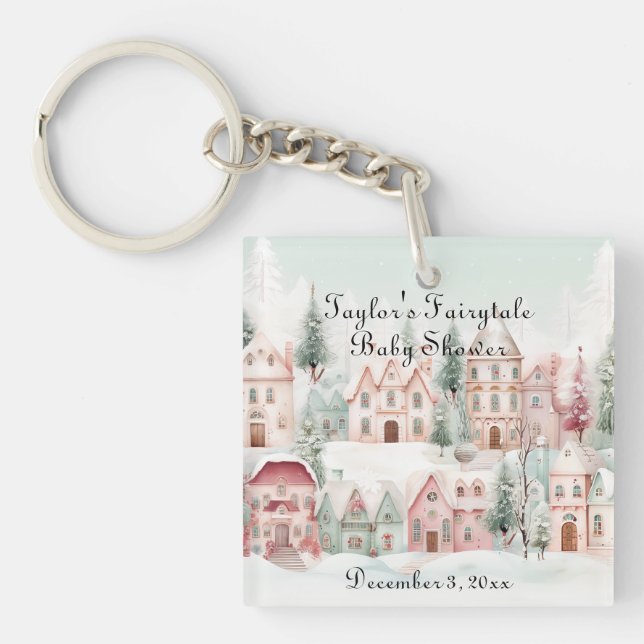 Mint Rosa Watercolor Winter Fairytale Baby Shower (Framsidan)