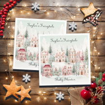 Mint Rosa Watercolor Winter Fairytale Baby Shower