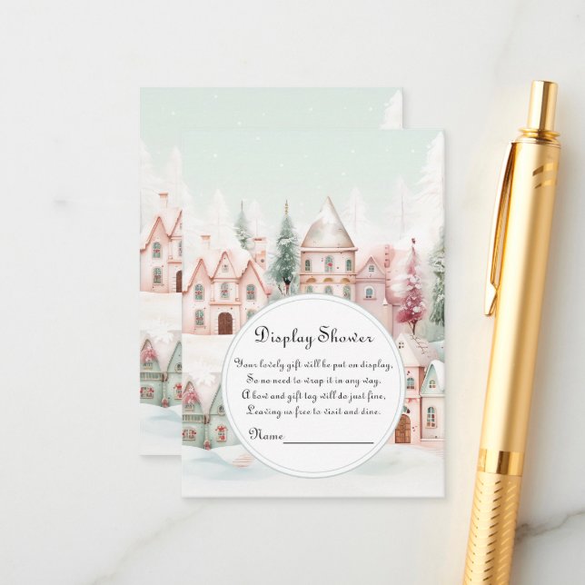 Mint Rosa Winter Fairytale Visning Shower Tilläggskort (Fram/Back In Situ)