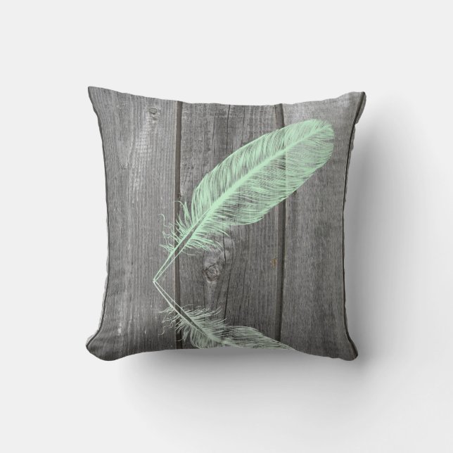 Mint- & rosafjäder kudde (Framsida)