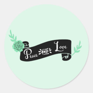 Mint Rulla Peace and Kärlek Stickers Runt Klistermärke