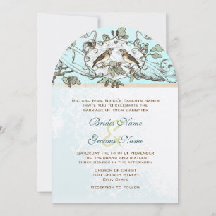 Mint Rustic Love Bird Wedding bjudande Inbjudningar