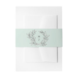 Mint Rustic Monogram utandningsinbjudan Belly Band För Inbjudningskort