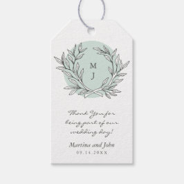 Mint Rustic Monogram WandeWedding Favor Märkre Presentetikett