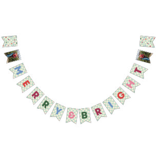 Mint Schackrutig Glädje & Ljus Bunting Flaggor