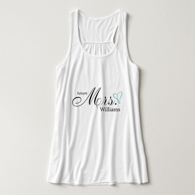 Mint Script Heart "Future Mrs." Linne Med Racerback (Design framsida)