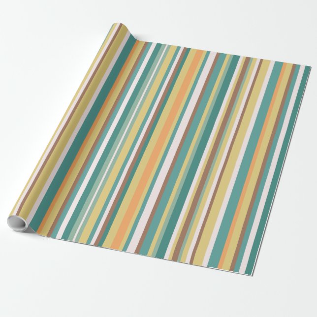Mint Seamless Geometric Rand Linjer Presentpapper (Utrullad)