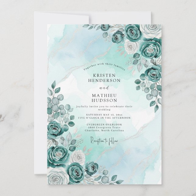 Mint Serene Winter Wedding Inbjudningar (Framsida)