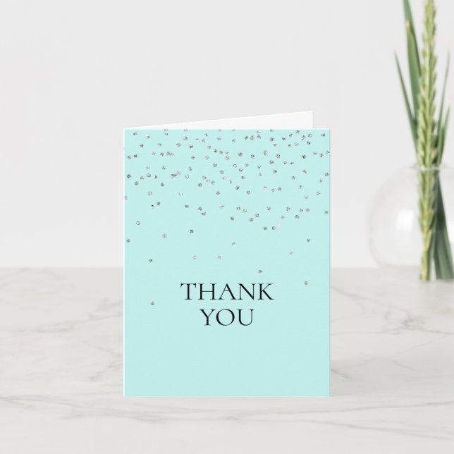Mint Silver Confetti Tack Kort (Framsida)