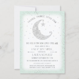 Mint Silver Glitter Lille Stjärna Barnkalas Inbjudningar
