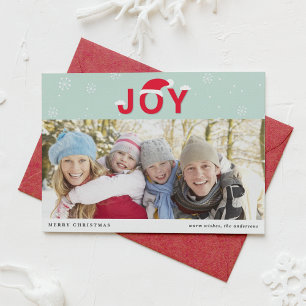 Mint Snö Joy Helgdag Photo Flat Card Julkort