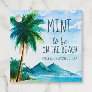 Mint som ska finnas på bröllopsfavoriten för Beach Gåvor Etiketter