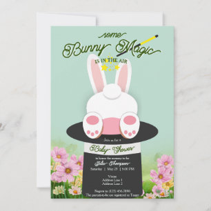 Mint some Bunny Magic Hat Trick Garden Baby Shower Inbjudningar