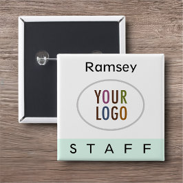 Mint staff Pinback Namn bricka Business Logotyp Sq Knapp