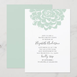 Mint Succulent. Modern cactus bachelorette Party Inbjudningar