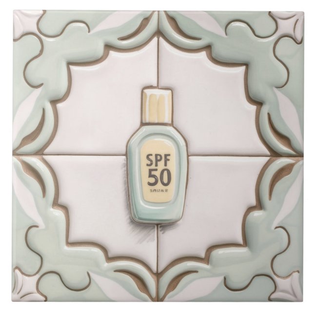 Mint Suncreen Sol Skärm Flaska Funny Bathroom Kakelplatta (Framsidan)