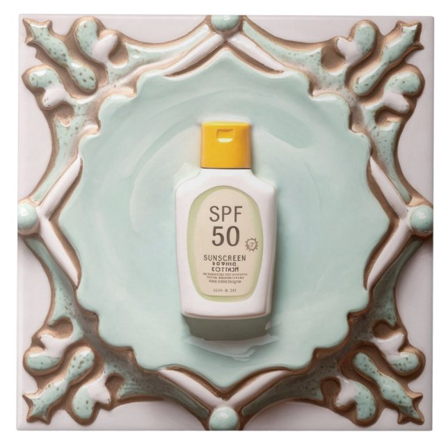 Mint Suncreen Sol Skärm Lotion Funny Bathroom Kakelplatta (Framsidan)
