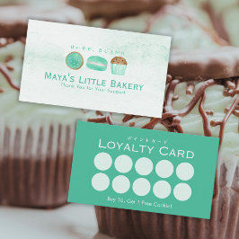 Mint Sweets Watercolor Bakery Loyalty Visitkort