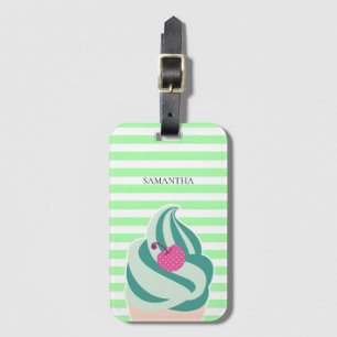 Mint Swirl Ice Cream Stripe-Personlig Bagagebricka