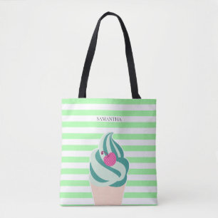 Mint Swirl Ice Cream Stripe-Personlig Tygkasse