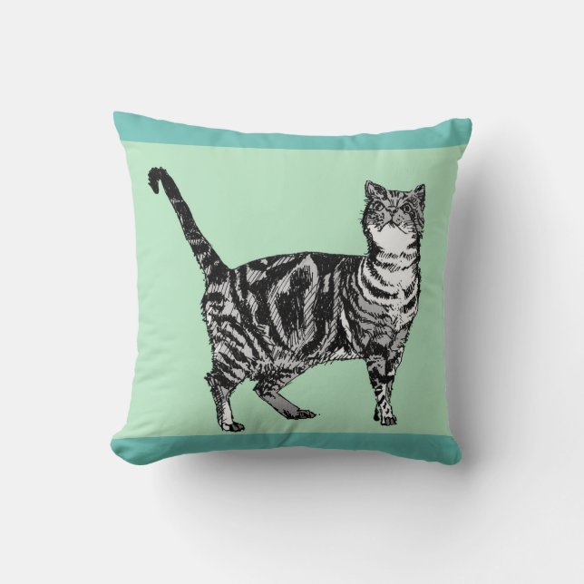Mint Tabby katt katter (sällskapsdjur) Cushion Kudde (Framsida)