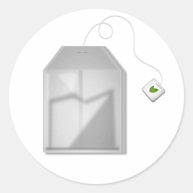 Mint Tea Bag Stickers Runt Klistermärke (Framsida)