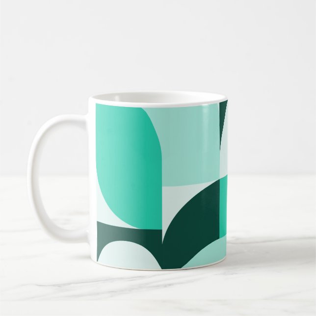 Mint Teal Geometric Composition Kaffemugg (Vänster)