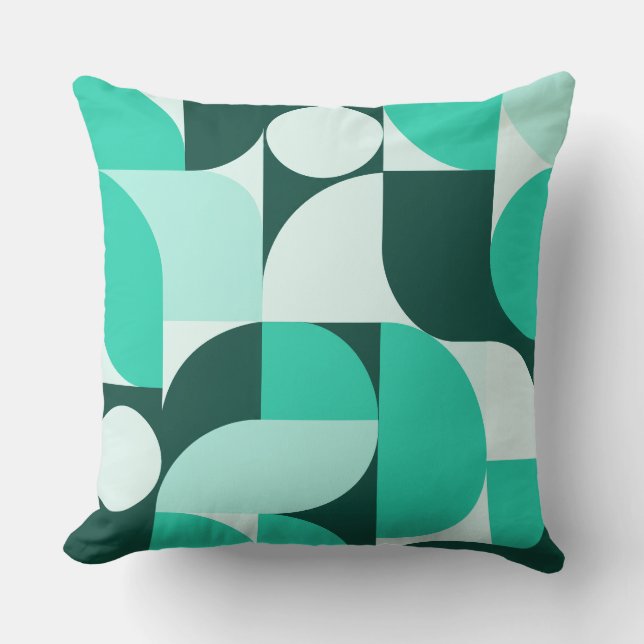 Mint Teal Geometric Composition Kudde (Framsida)